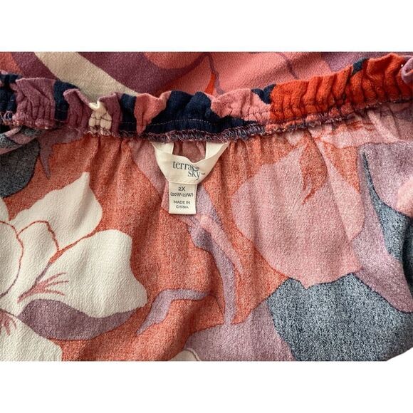 Terra & Sky Colorful Top Blouse 2X - Picture 3 of 3